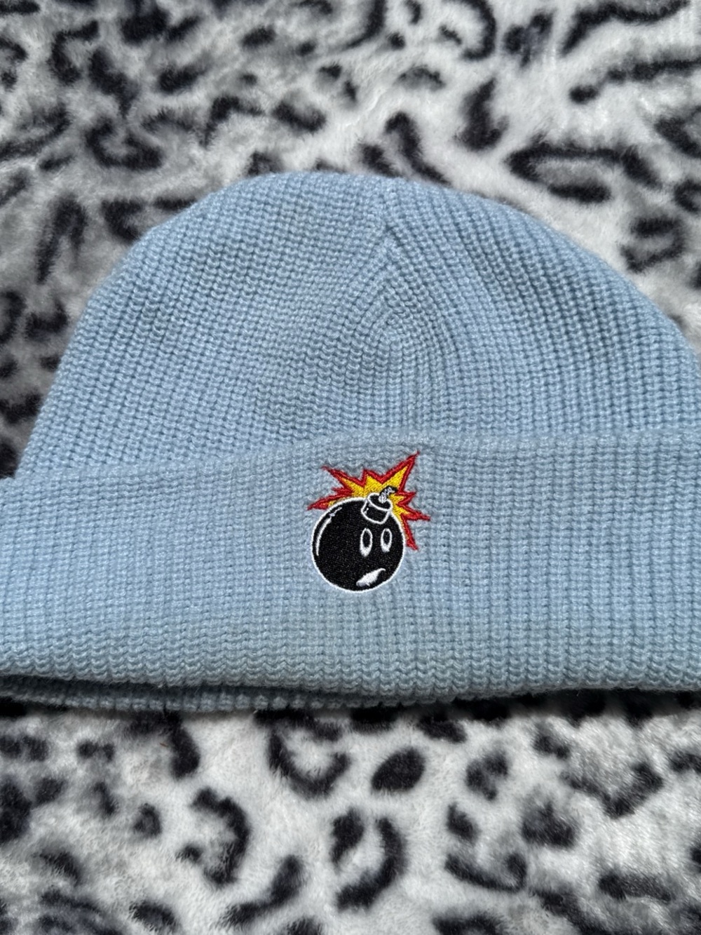 The Hundreds Light Blue Beanie with Bomb Patch